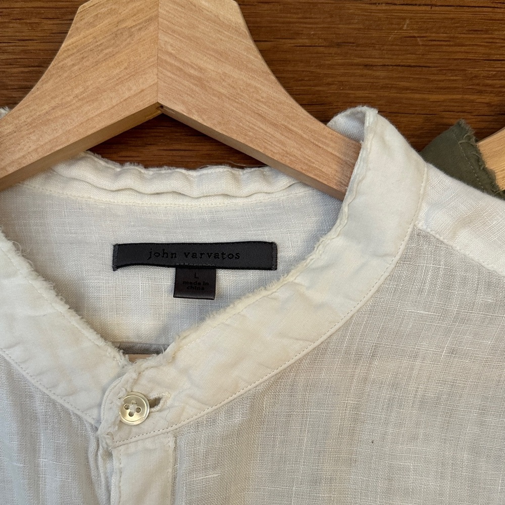 John Varvatos White and Olive Casual Button Down Shirts - Picture 3 of 3